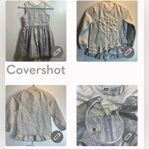 SIze 7•Elegant Silver Kids Dress + U.S. Size 6X•Casual Long Sleeve